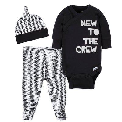 3-Piece Baby Boys New to the Crew Onesies® Bodysuit, Pant, and Cap Set-Gerber Childrenswear Wholesale