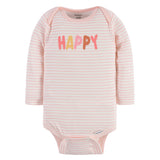 3-Pack Baby Girls Happy Long Sleeve Onesies® Bodysuits-Gerber Childrenswear Wholesale