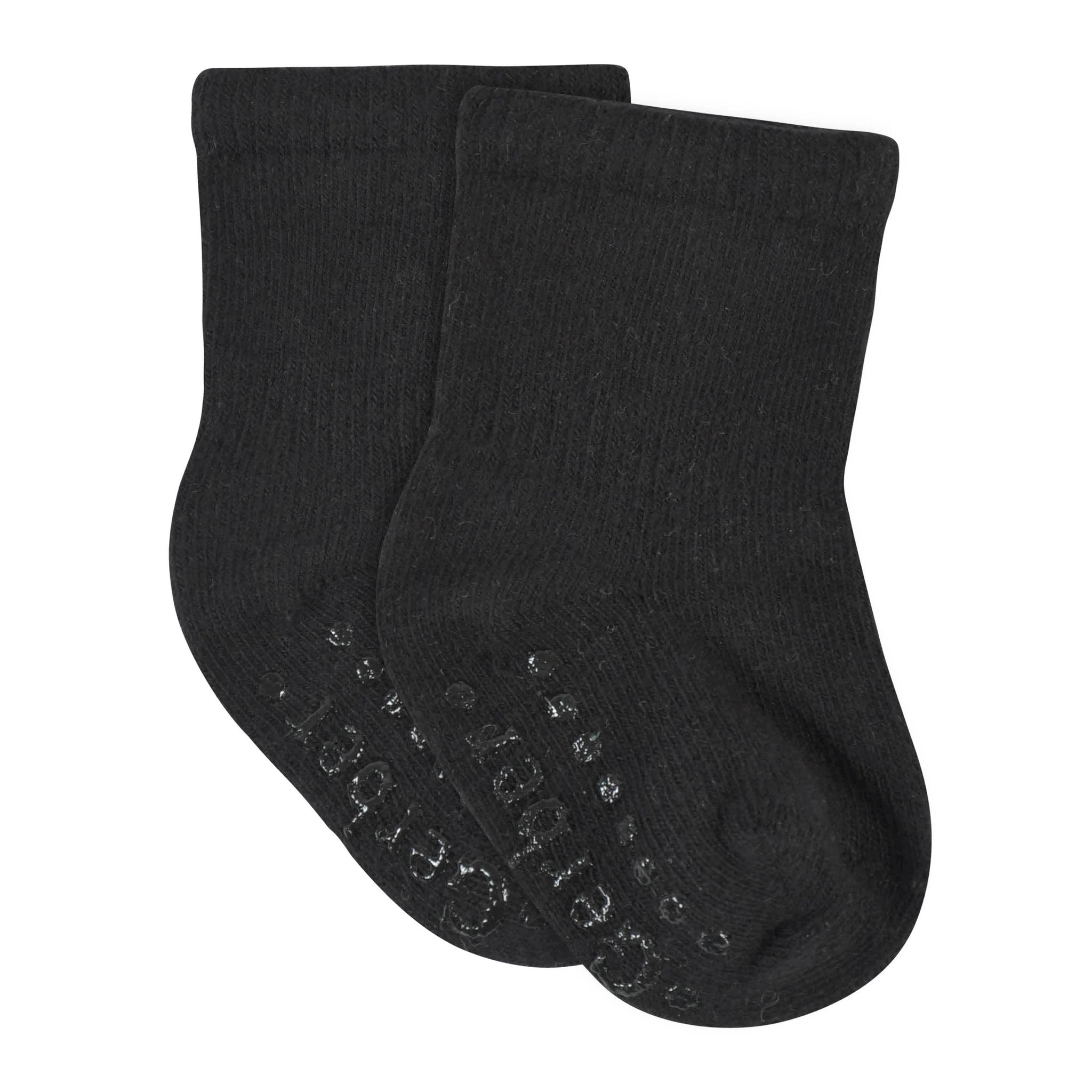 8-Pack Baby & Toddler Black Wiggle-Proof™ Jersey Crew Socks-Gerber Childrenswear Wholesale