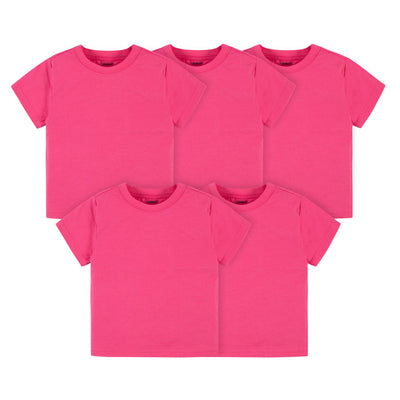 5-Pack Hot Pink Short Sleeve Premium Tees-Gerber Childrenswear Wholesale