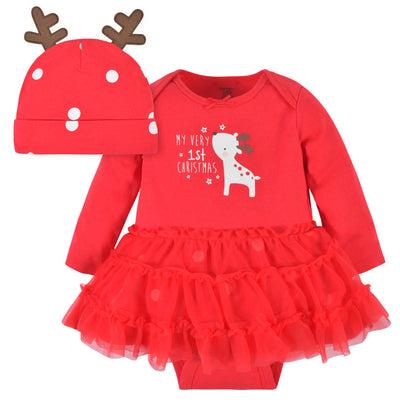 2-Piece Baby Girls Reindeer Skirted Onesies® Bodysuit & Cap-Gerber Childrenswear Wholesale