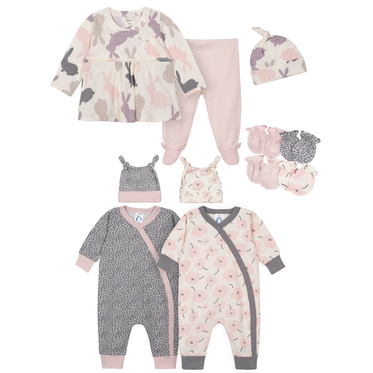 11-Piece Baby Girls Bunny Gift Set-Gerber Childrenswear Wholesale