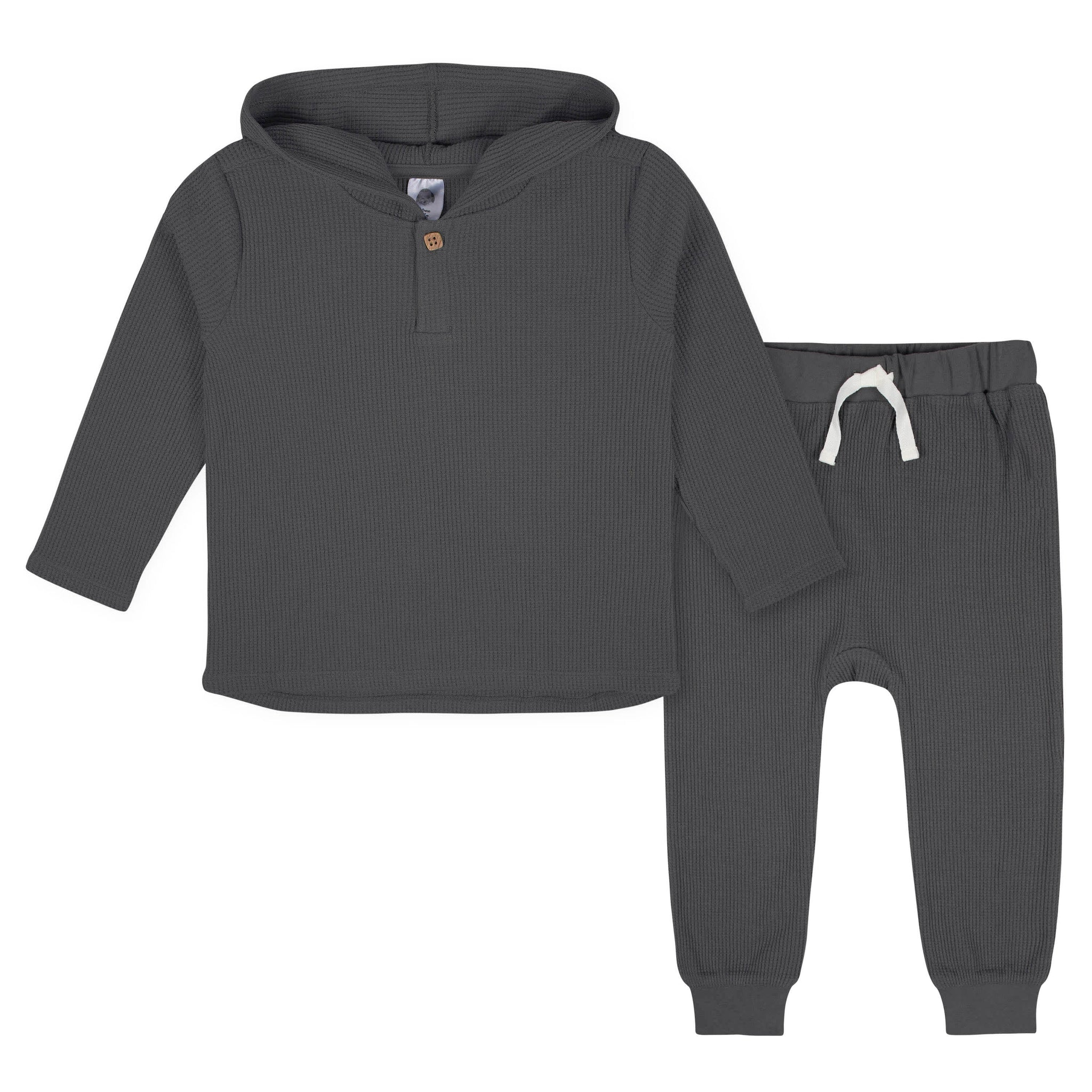 2-Piece Infant & Toddler Boys Charcoal Waffle Hoodie & Jogger Set-Gerber Childrenswear Wholesale