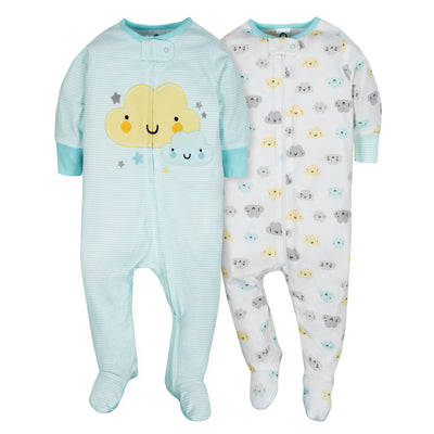 2-Pack Baby Neutral Clouds Zip Front Sleep 'n Plays-Gerber Childrenswear Wholesale