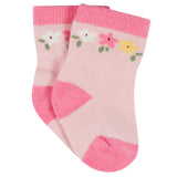 12-Pack Baby & Toddler Girls Floral Fox Jersey Crew Wiggle Proof® Socks-Gerber Childrenswear Wholesale