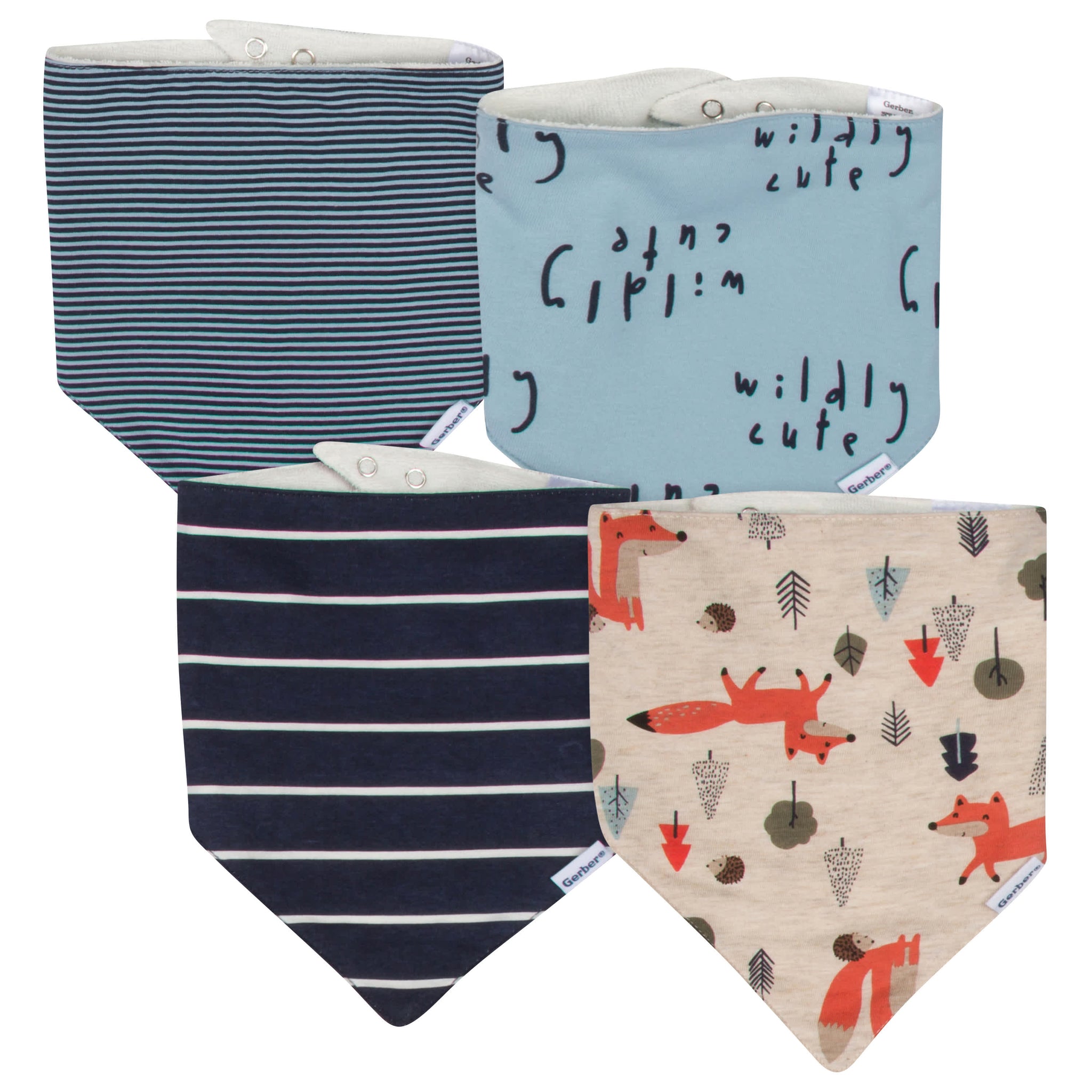 4-Pack Baby Boys Fox Bandana Bibs-Gerber Childrenswear Wholesale