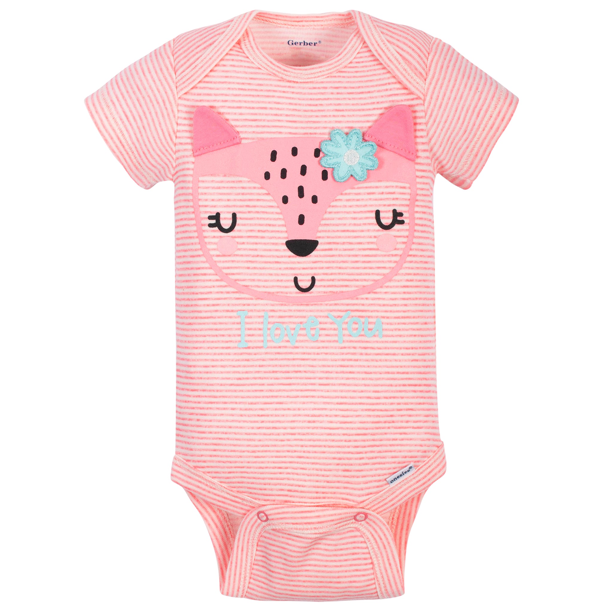 3-Pack Baby Girls Fox Short Sleeve Onesies® Brand Bodysuits-Gerber Childrenswear Wholesale