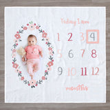 2-Piece Baby Girls Floral Milestone Blanket Set-Gerber Childrenswear Wholesale