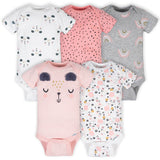 5-Pack Baby Girls Bear Short Sleeve Onesies® Bodysuits-Gerber Childrenswear Wholesale