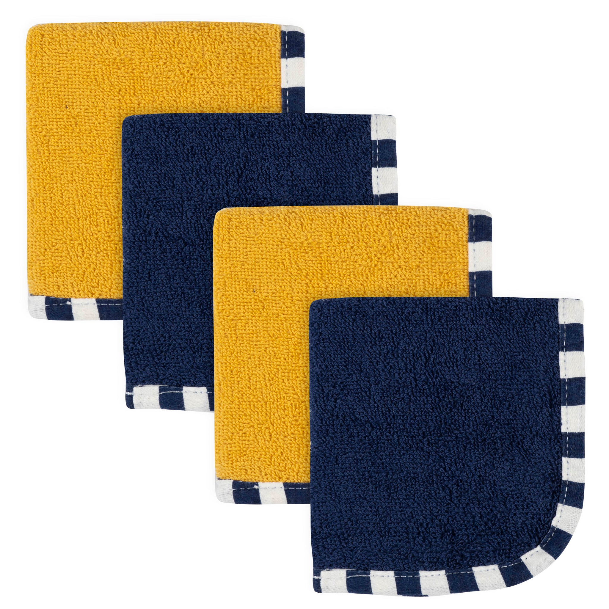4-Pack Boys Gold & Navy Woven Washcloths-Gerber Childrenswear Wholesale