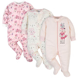 3-Pack Organic Baby Girls Fox Sleep 'N Plays-Gerber Childrenswear Wholesale