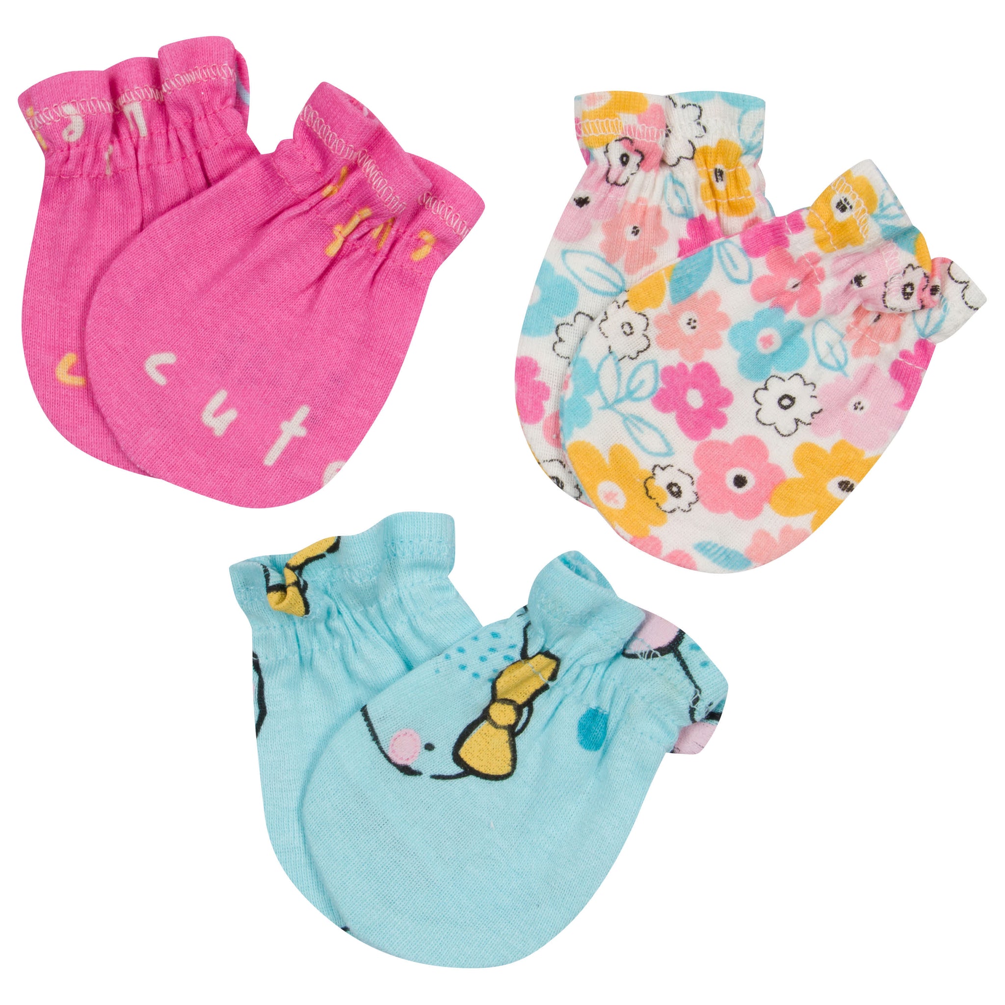 3-Pack Baby Girls Bear No Scratch Mittens-Gerber Childrenswear Wholesale