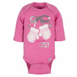 3-Pack Baby Girls Cozy Winter Long Sleeve Onesies® Bodysuits-Gerber Childrenswear Wholesale