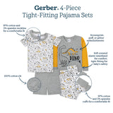 4-Piece Boys Sharks Cotton Pajamas-Gerber Childrenswear Wholesale