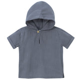 Infant & Toddler Slate Blue Gauze Hoodie-Gerber Childrenswear Wholesale