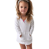 Baby & Toddler Girls White Hooded Kangaroo Pocket Terry Coverup-Gerber Childrenswear Wholesale