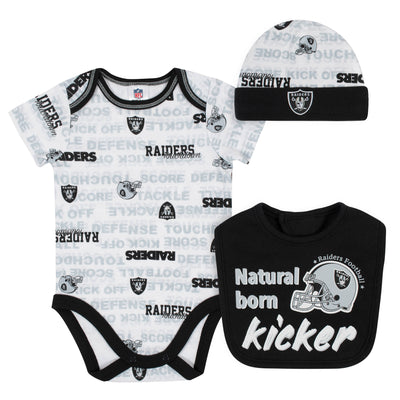 Baby Boys 3-Piece Oakland Raiders Bodysuit, Cap, and Bib Set-Gerber Childrenswear Wholesale