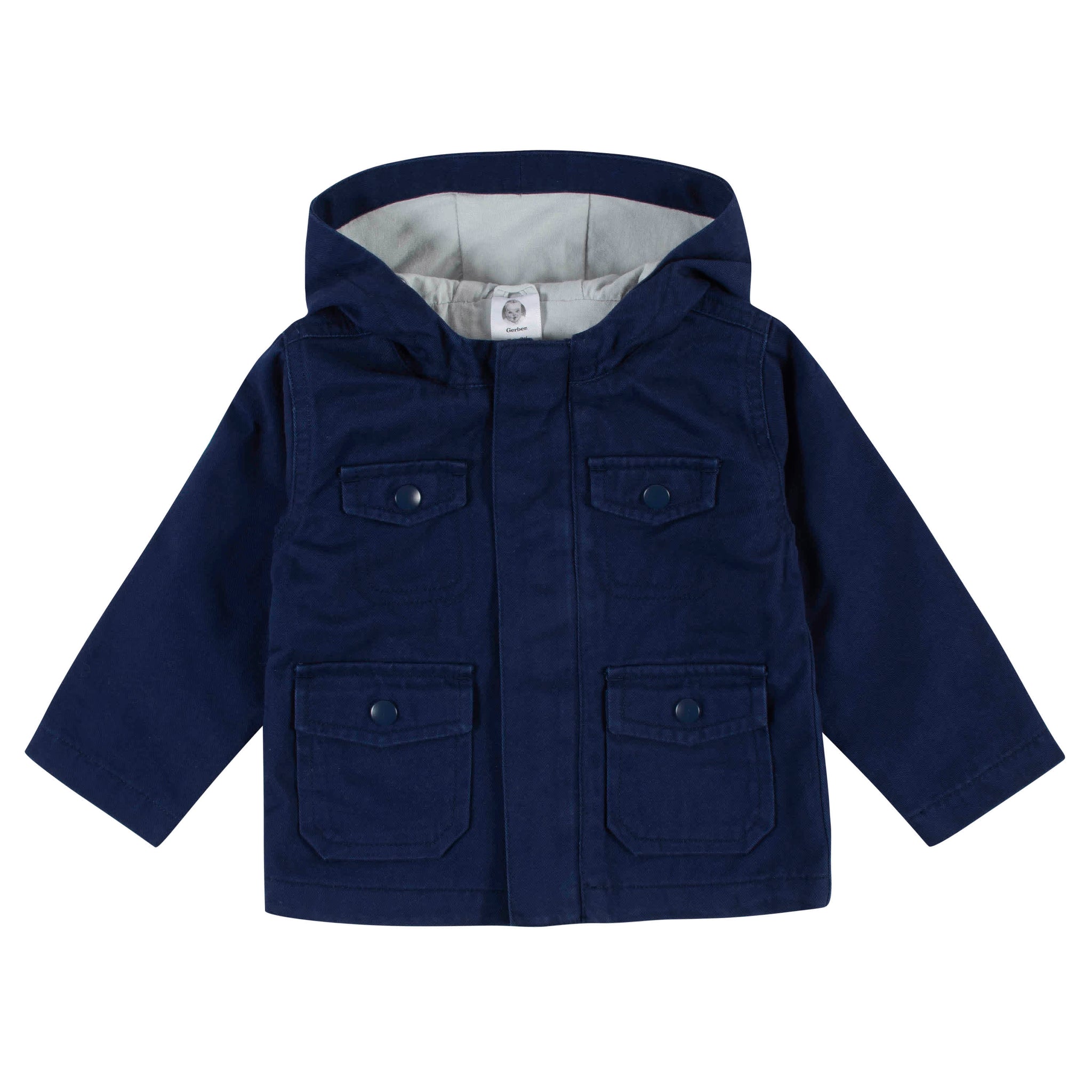 Infant & Toddler Navy Hooded Cotton Twill Utility Jacket-Gerber Childrenswear Wholesale