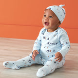 3-Piece Baby Boys Comfy Stretch "Smile" Long Sleeve Shirt, Footed Pant, & Cap Set-Gerber Childrenswear Wholesale
