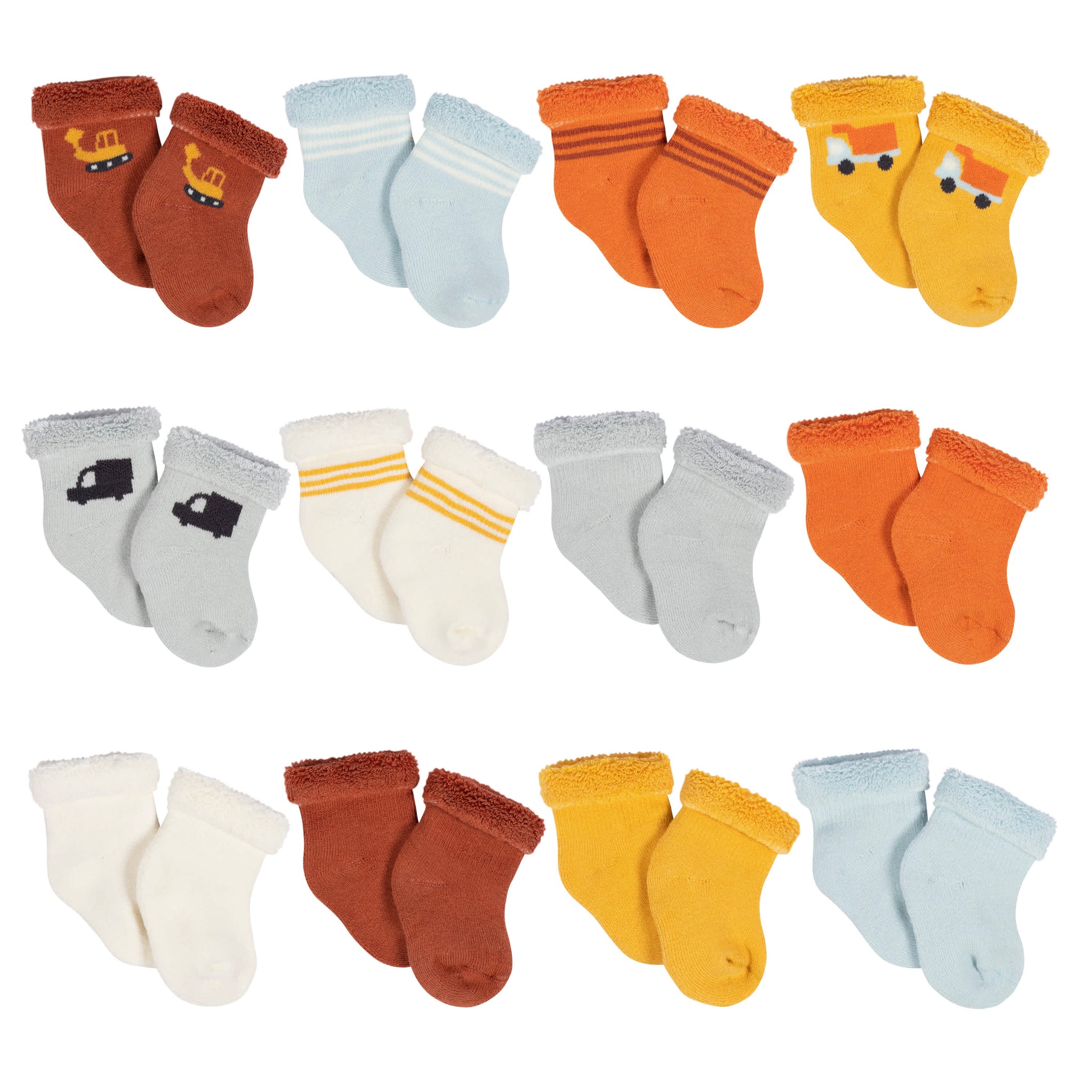 12-Pack Baby Boys Transportation Zone Terry Wiggle Proof® Socks-Gerber Childrenswear Wholesale