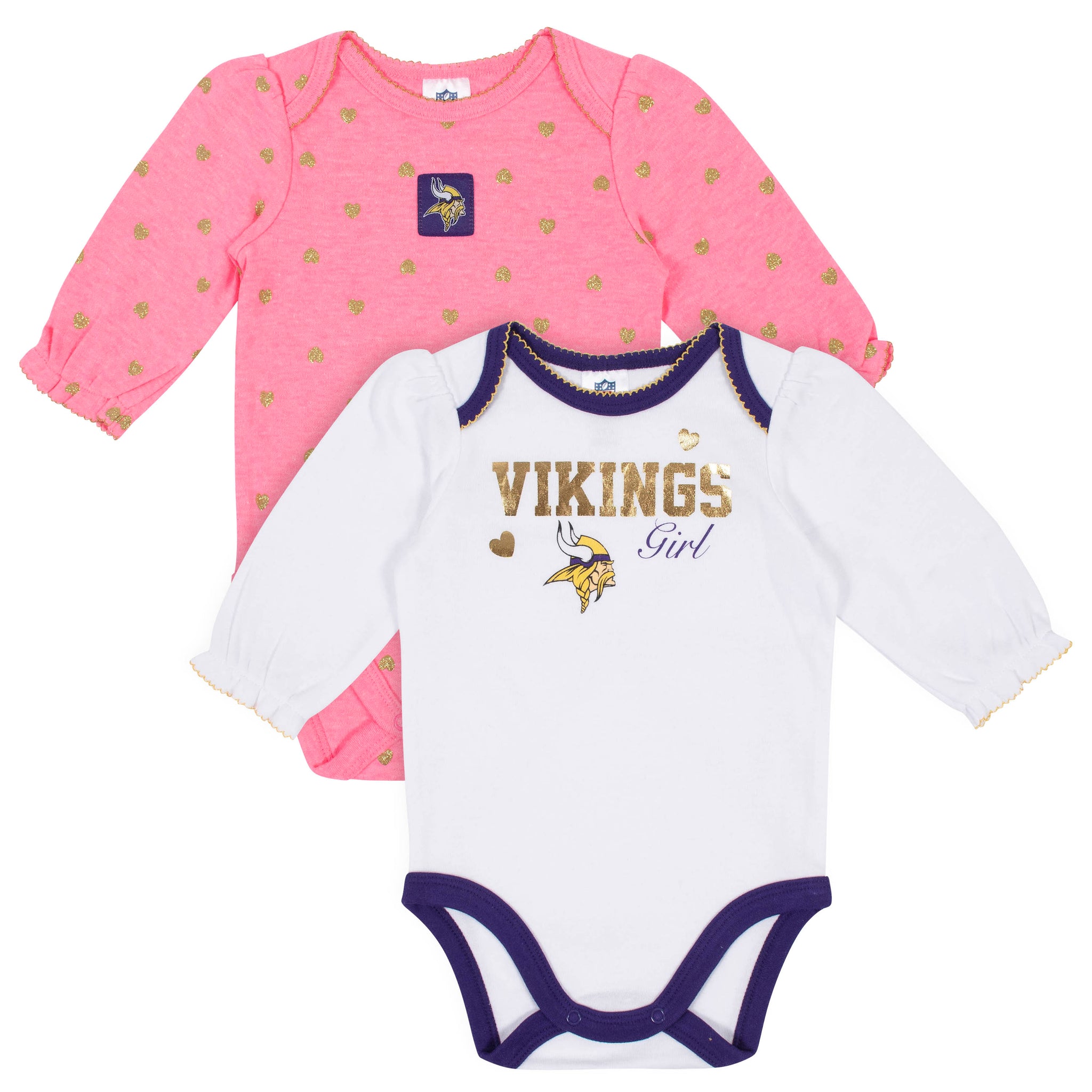 2-Pack Minnesota Vikings Long Sleeve Bodysuits-Gerber Childrenswear Wholesale