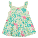 3-Piece Baby & Toddler Girls Flamingo Fun Dress, Diaper Cover & Reversible Sun Hat Set-Gerber Childrenswear Wholesale