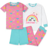 4-Piece Girls Rainbow Cotton Pajamas-Gerber Childrenswear Wholesale