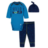 3-Piece Baby Boys Space Bodysuit, Pant, & Cap Set-Gerber Childrenswear Wholesale