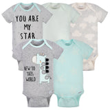 5-Pack Baby Neutral Giraffe Short Sleeve Onesies® Bodysuits-Gerber Childrenswear Wholesale