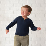 Infant & Toddler Boys Blue Henley Sweater-Gerber Childrenswear Wholesale