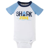 4-Pack Baby Boys Shark Zone Short Sleeve Onesies® Bodysuits-Gerber Childrenswear Wholesale