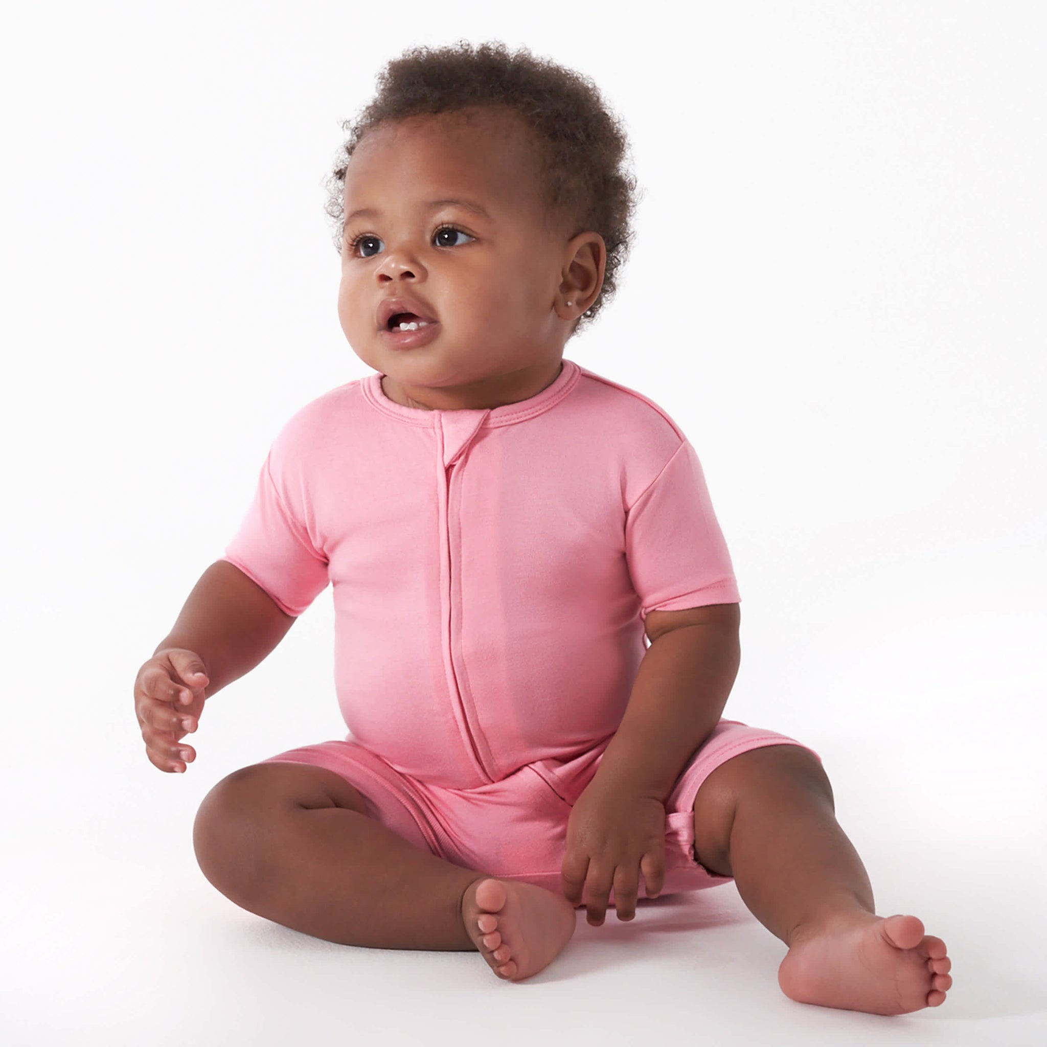 Baby Pink Lemonade Buttery Soft Viscose Made from Eucalyptus Snug Fit Romper-Gerber Childrenswear Wholesale