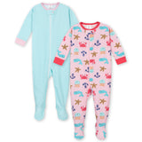 2-Pack Girls Whale Snug Fit Unionsuit Pajamas-Gerber Childrenswear Wholesale