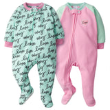 2-Pack Baby Girls Love Blanket Sleepers-Gerber Childrenswear Wholesale