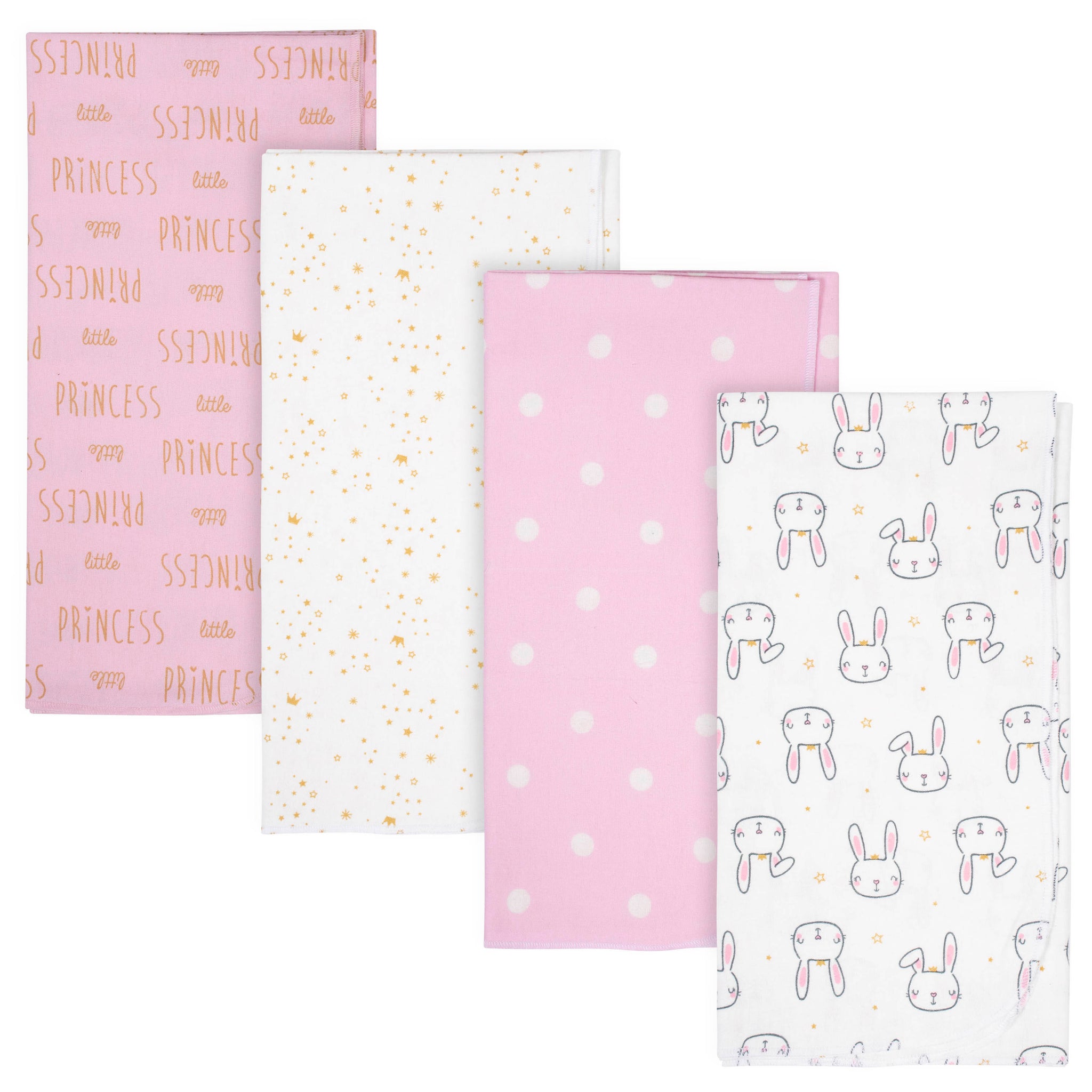 4-Pack Baby Girls Princess Flannel Blankets-Gerber Childrenswear Wholesale