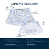 2-Pack Infant & Toddler Girls Blue Floral Skorts-Gerber Childrenswear Wholesale