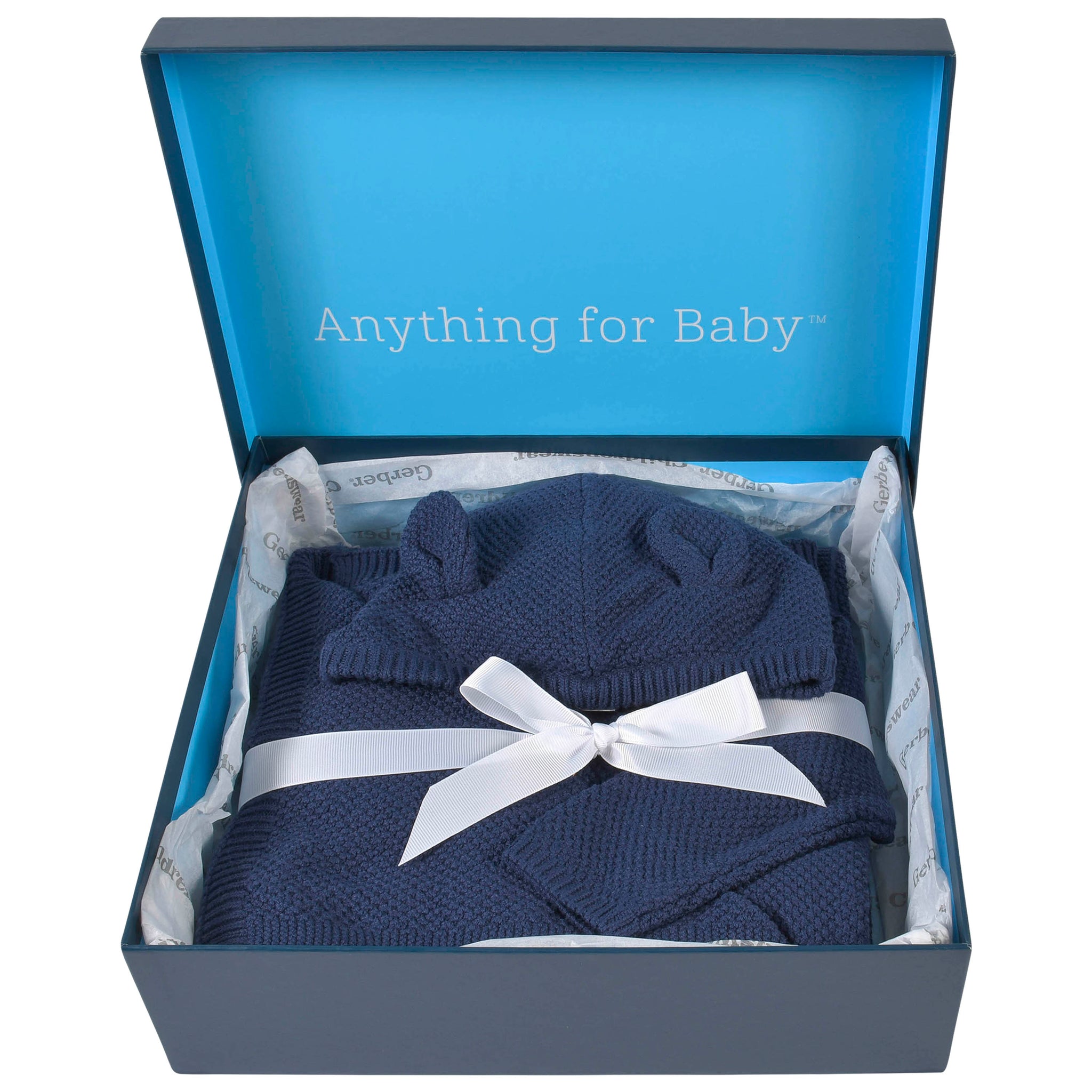 3-Piece Baby Boys Navy Knit Outfit & Blanket Set-Gerber Childrenswear Wholesale