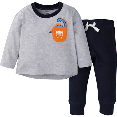 2-Piece Baby & Toddler Boys Dinosaurs Long Sleeve Shirt & Jogger Pants Set-Gerber Childrenswear Wholesale