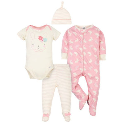 4-Piece Baby Girls Bunny Take-Me-Home Set-Gerber Childrenswear Wholesale