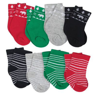 8-Pack Polar Bear Jersey Crew Wiggle Proof Socks-Gerber Childrenswear Wholesale