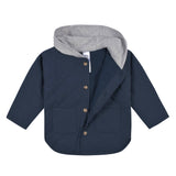 Infant & Toddler Boys Navy Quilted Hooded Jacket-Gerber Childrenswear Wholesale