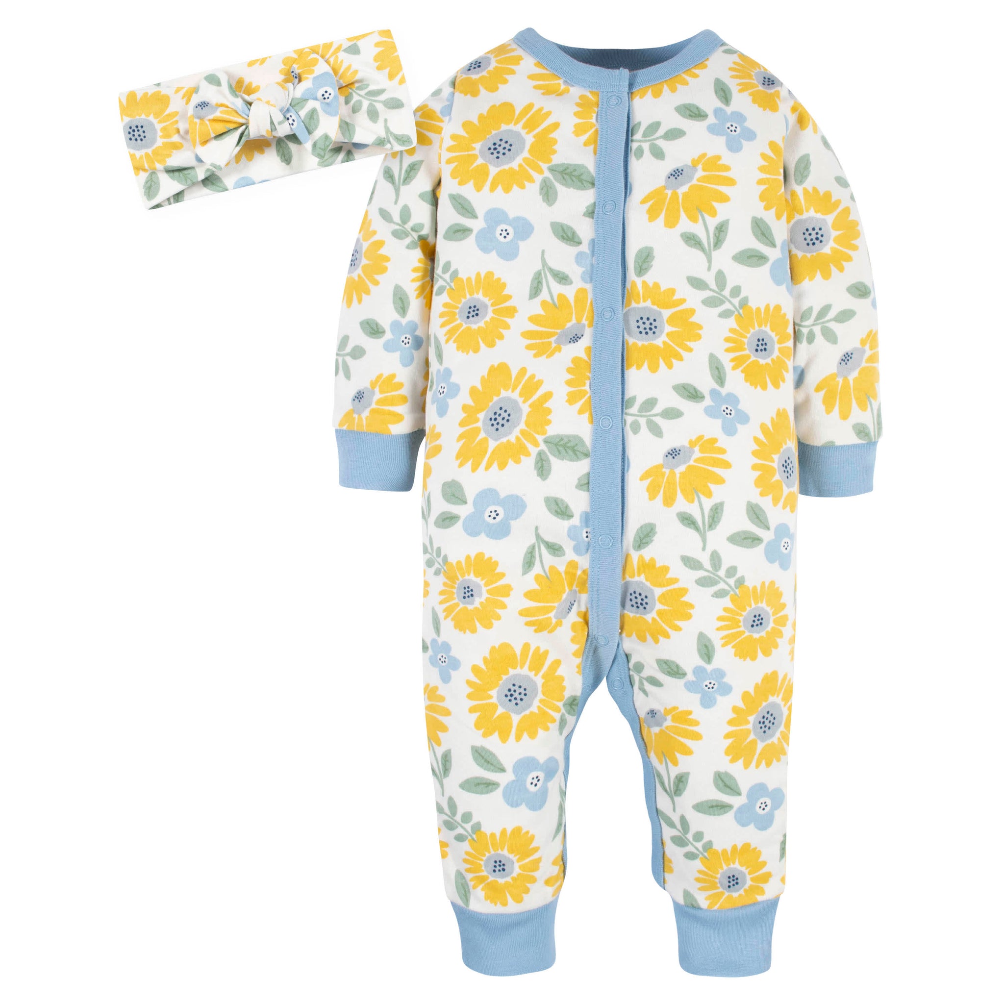 2-Piece Baby Girls Sunny Garden Coverall & Headband Set-Gerber Childrenswear Wholesale