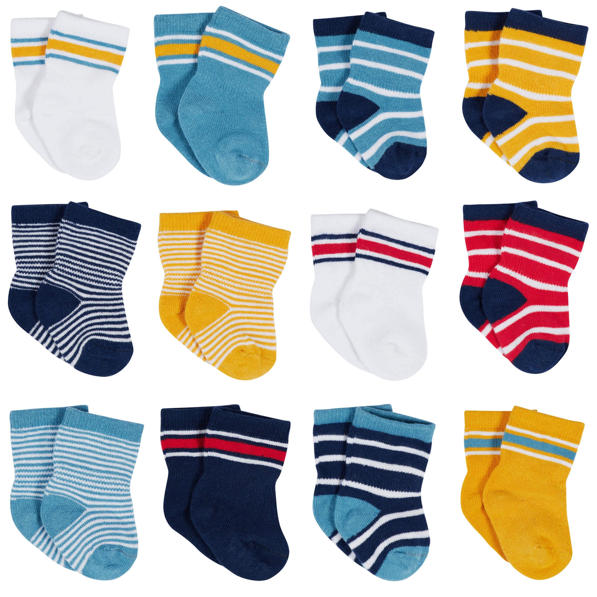 12-Pack Baby & Toddler Boys Construction Zone Jersey Crew Wiggle Proof® Socks-Gerber Childrenswear Wholesale