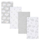 4-Pack Baby Neutral Sheep Flannel Burp Cloths-Gerber Childrenswear Wholesale