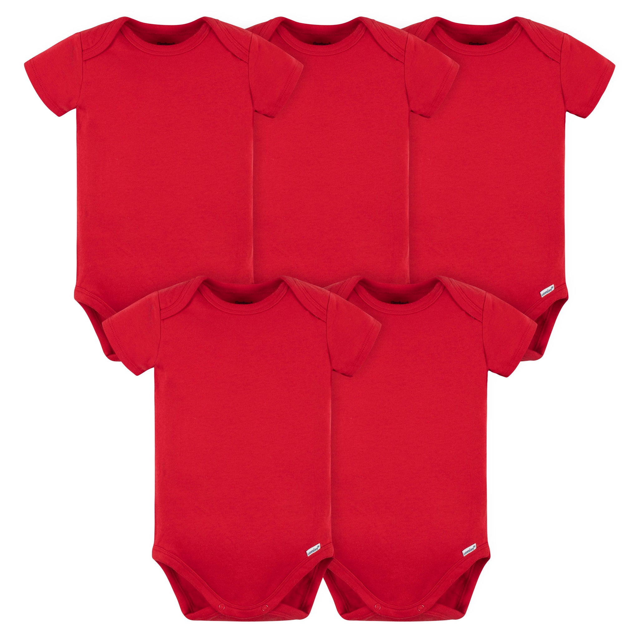 5-Pack Red Premium Short Sleeve Onesies® Bodysuits-Gerber Childrenswear Wholesale
