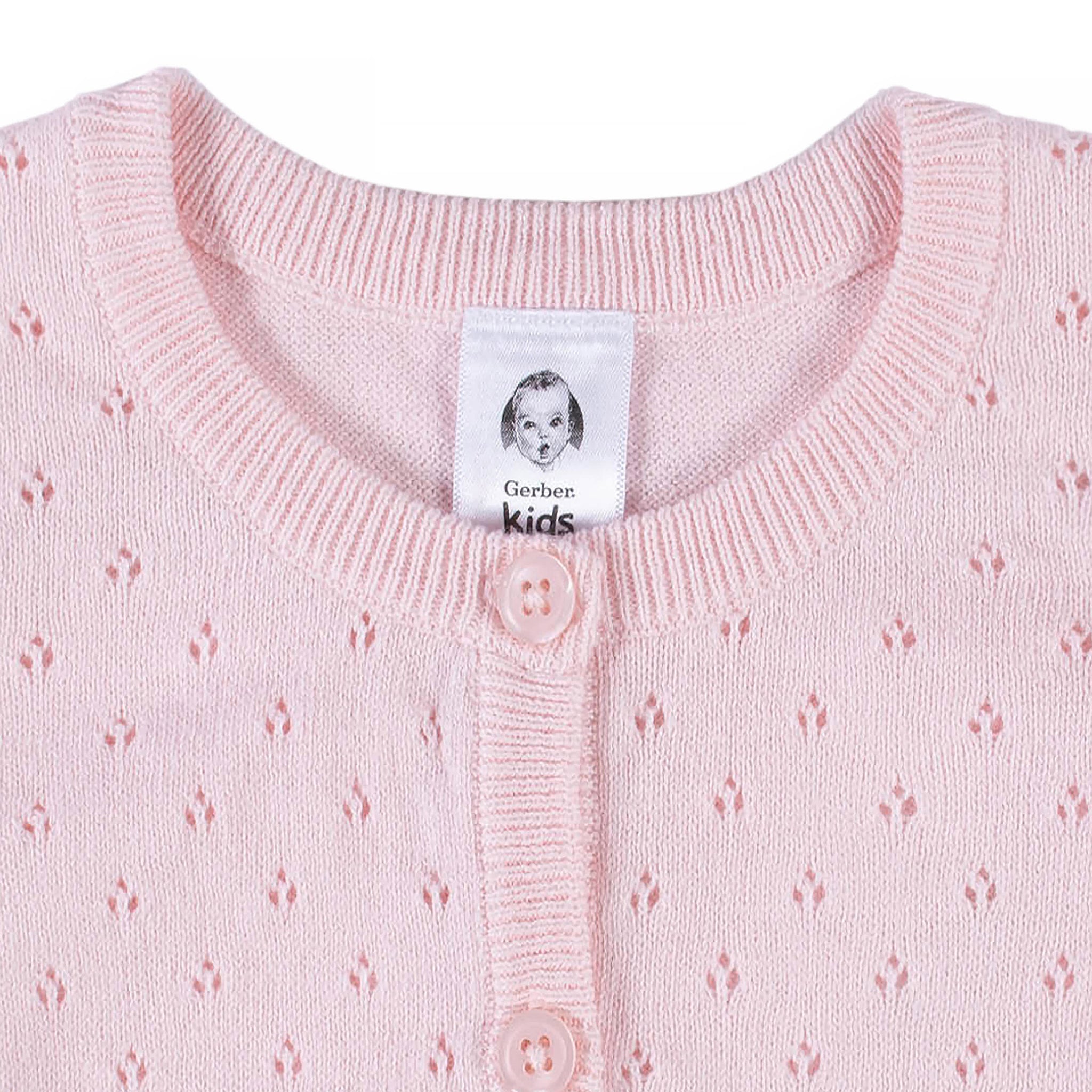 Baby & Toddler Girls Pink Pointelle Cardigan-Gerber Childrenswear Wholesale