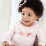 3-Pack Baby Girls Happy Long Sleeve Onesies® Bodysuits-Gerber Childrenswear Wholesale