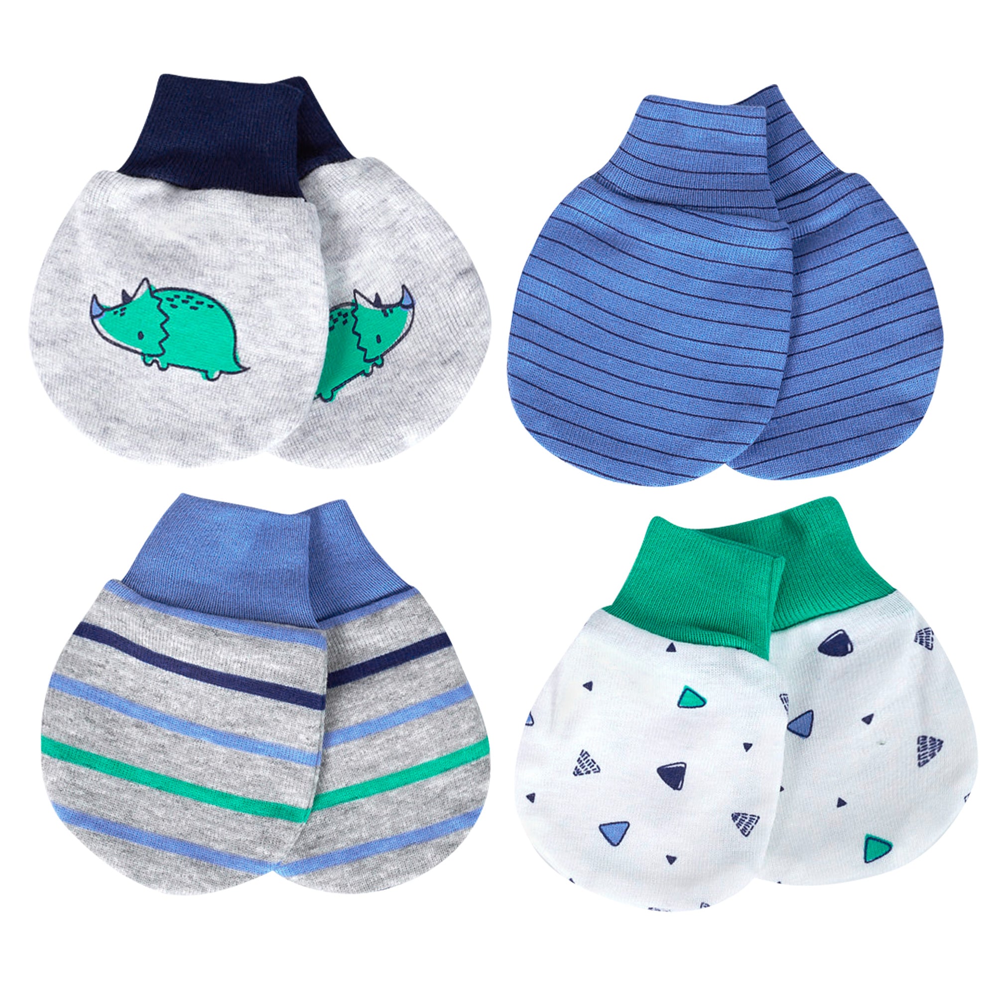 4-Pack Baby Boys Lil Dino Organic Mittens-Gerber Childrenswear Wholesale