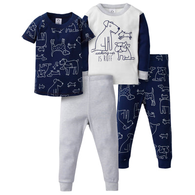 4-Piece Toddler Boys Waking Up Is Ruff Cotton PJ's-Gerber Childrenswear Wholesale