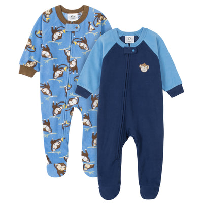 2-Pack Toddler Boys Monkey Blanket Sleepers-Gerber Childrenswear Wholesale